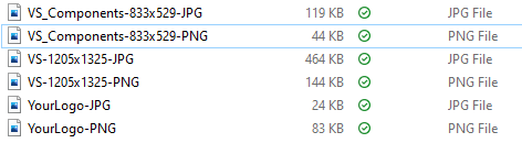 Image of Window Explorer showing JPG and PNG file sizes